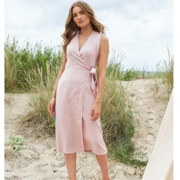 NWOT Everlane The Japanese GoWeave Short-Sleeve Wrap Dress in Rose - Picture 1 of 7